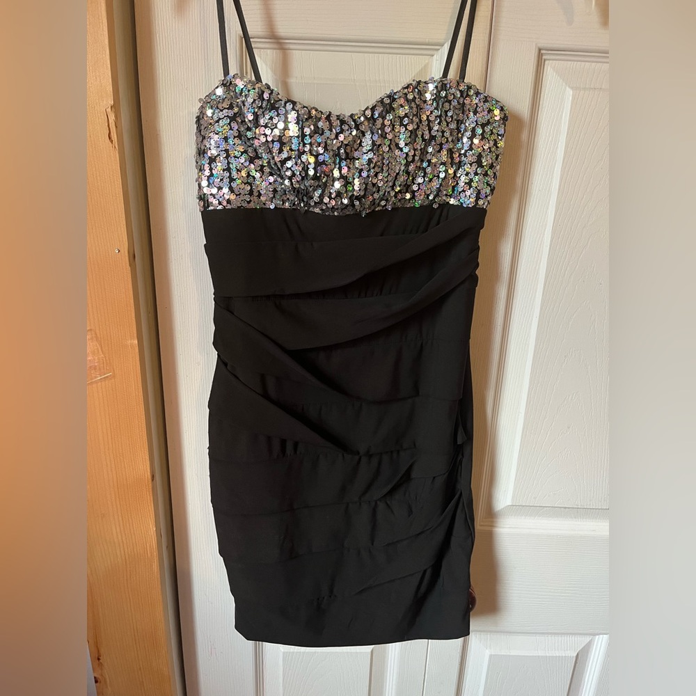 Strapless sequin black Bodycon dress